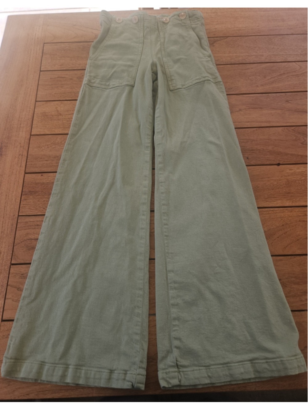 Pilcro and the Letterpress Sage Green Wide-Leg Flare Jeans